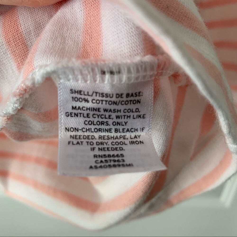Nordstrom 1901 White Peach Striped Boatneck Long Sleeve Top Small - Picture 4 of 5
